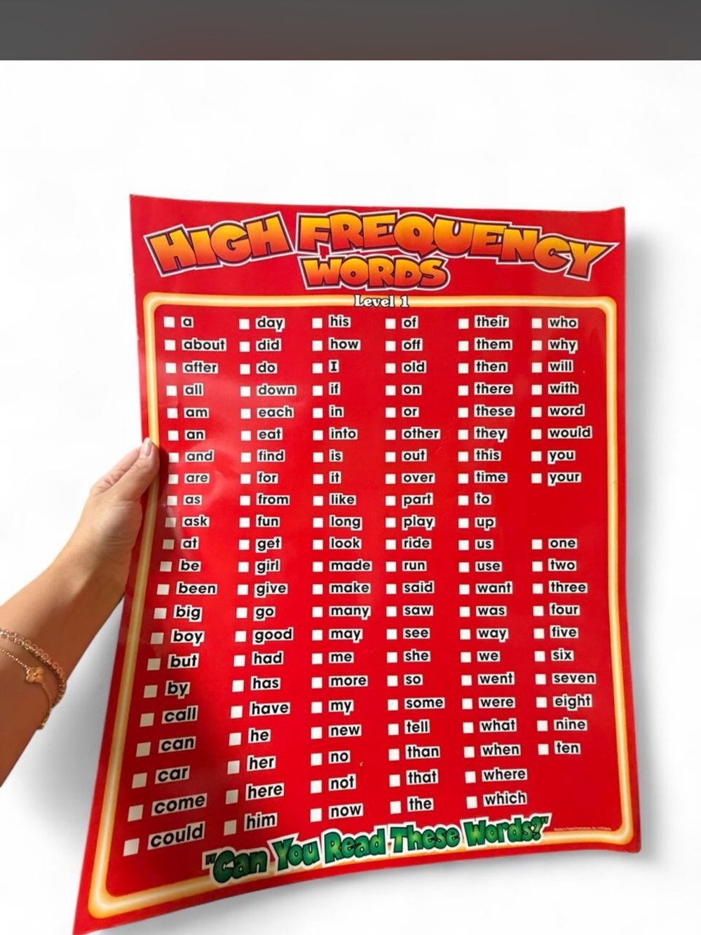 High Frequency Words Charts